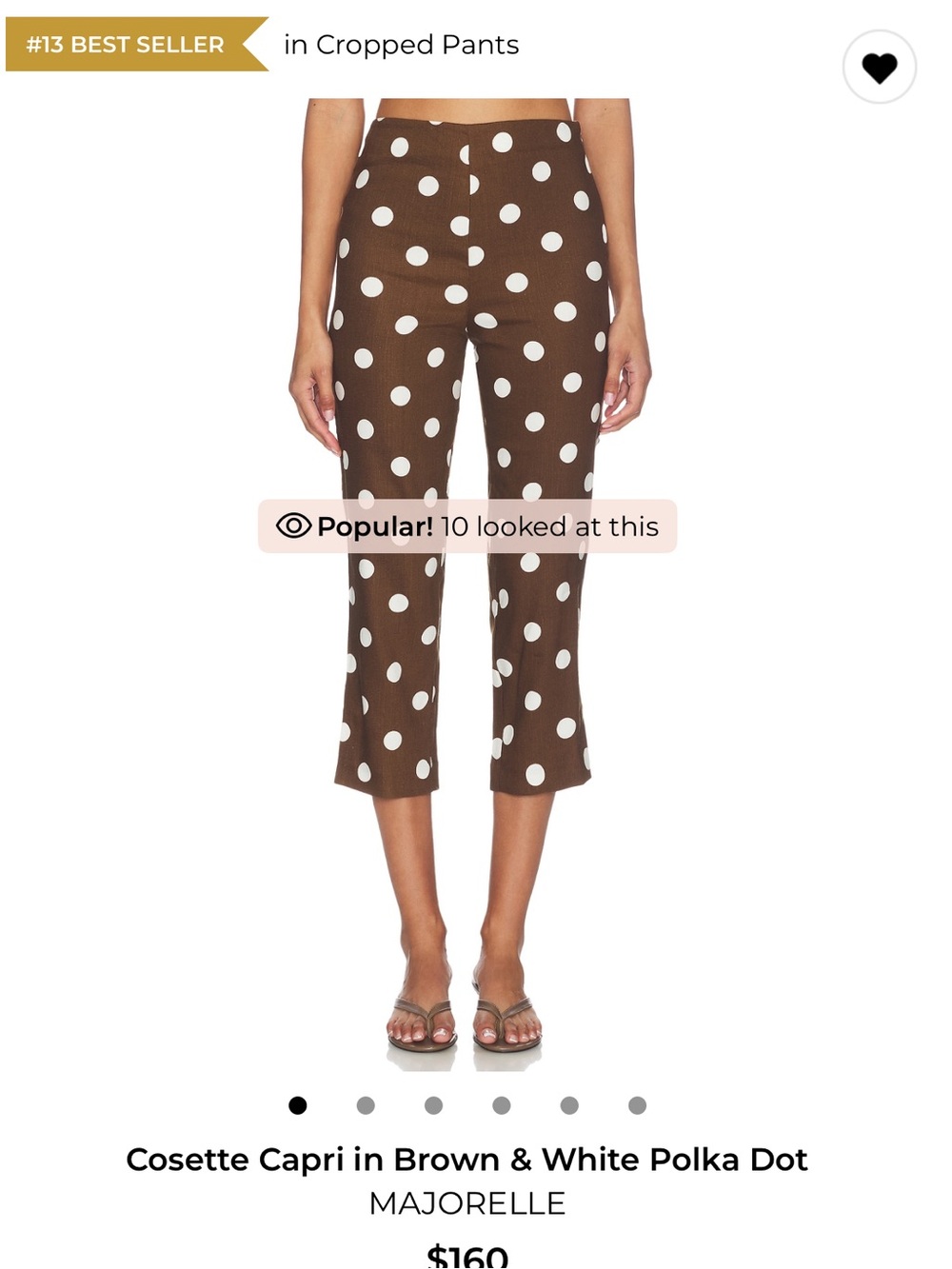 Revolve majorelle cosette capri in brown and white polka dot